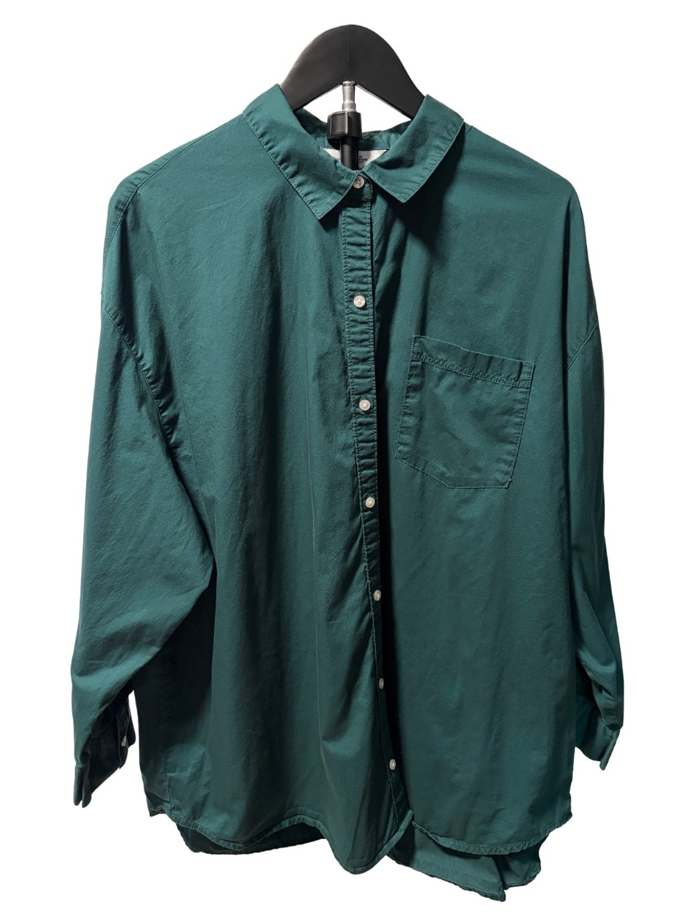 Old Navy Dark Green Oversized Women's Button-Down Shirt